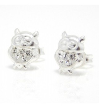 Pro Jewelry .925 Sterling Silver "White Crystal Owl" Stud Earrings for Children & Women ECCN OW 10 - CJ11JGCI4LH