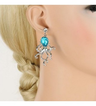 EVER FAITH Rhinestone Turquoise Silver Tone