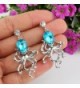 EVER FAITH Rhinestone Turquoise Silver Tone in Women's Drop & Dangle Earrings