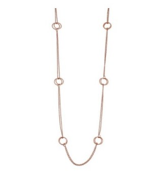 Rose Gold Plated Sterling Silver Two-Strand Cable Chain With Circles Station Necklace (22 inch) - C0119FYKTD7