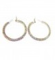 Crystal Iridescent Silver Double Rhinestone Paved Hoop Earrings 2.25 inch Hoop Earrings - CQ12GC5P7YR