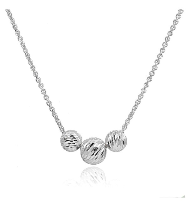 Sterling Silver Diamond-Cut Sliding Beads Necklace - 8 and 10mm - Silver - CE1883W5EM6