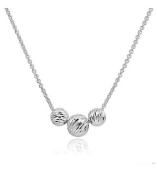 Sterling Silver Diamond-Cut Sliding Beads Necklace - 8 and 10mm - Silver - CE1883W5EM6