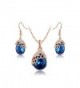 O4U Water Drop Genuine Austrian Blue Crystals Jewelry Set Rose Gold Plated Necklace Earrings Sets - C112B61I3N9