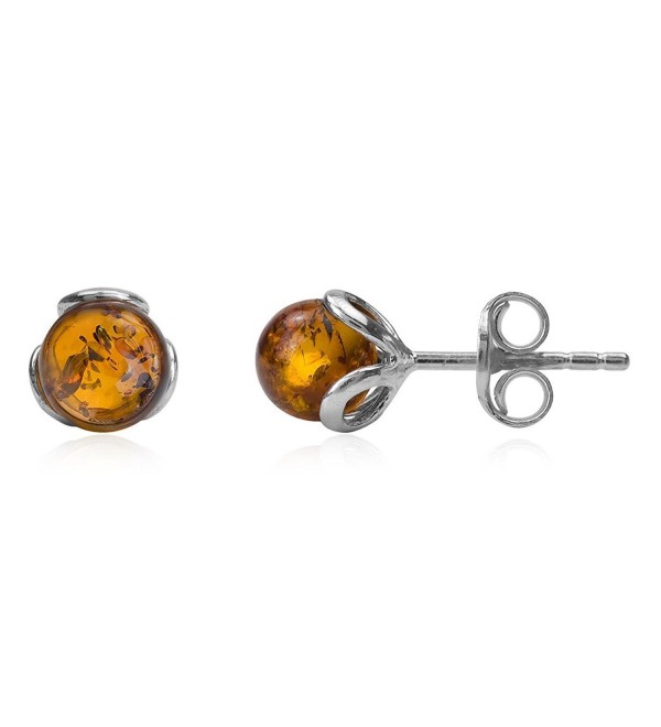 Amber Sterling Silver Small Stud Earrings - C518903YD9T