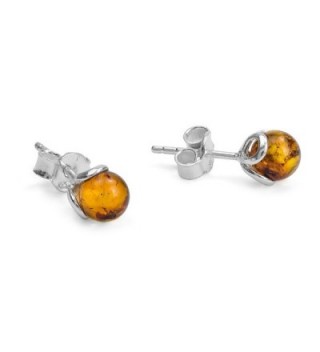 Amber Sterling Silver Small Earrings