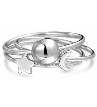 Bling Jewelry Celestial Sun Moon Star Stackable Sterling Silver Midi Ring Set - C711SFRQ655