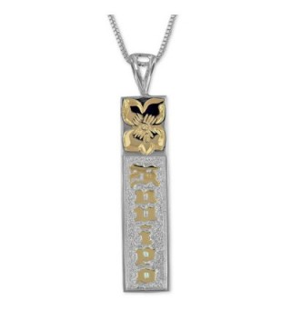 Sterling Silver with 14kt Yellow Gold Plated Accents Kuuipo Bar Reversible Pendant Necklace- 18" - CB113ZSN1VL