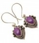 925 Silver Plated Over Solid Copper- Rare PURPLE COPPER TURQUOISE Bestseller Drop Earrings - CU12O6XJ3HR