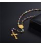 Colorful Beaded Plated Necklace Crucifix