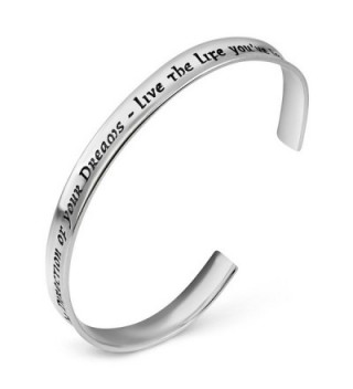 925 Sterling Silver "Go Confidently in The Direction OF your Dreams" Inspiration Cuff Bracelet 7" - CX12KAOIG2Z