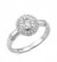 Round Cluster Halo White CZ Cute Ring New .925 Sterling Silver Band Sizes 5-9 - C712JBA96UP