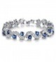 Feraco Blue Tennis Bracelet Women Cubic Zirconia Crystal Bangle Wedding Bridal Jewelry - CY1278A0VRR