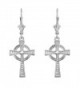 Celtic Cross Leverback Dangle Earrings 925 Sterling Silver - CB12LQ60YFT