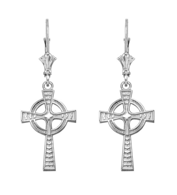 Celtic Cross Leverback Dangle Earrings 925 Sterling Silver - CB12LQ60YFT