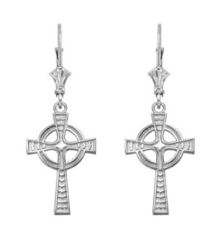 Celtic Cross Leverback Dangle Earrings 925 Sterling Silver - CB12LQ60YFT