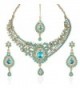 I Jewels Women's Traditional Gold Plated Stone Necklace Set With Maang Tikka Blue - C711X98NOZZ