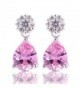 GULICX Teardrop Zircon Silver Tone Fuchsia Crystal Tear Drop Dangle Earrings for Women - pink - CD11XRSNETN