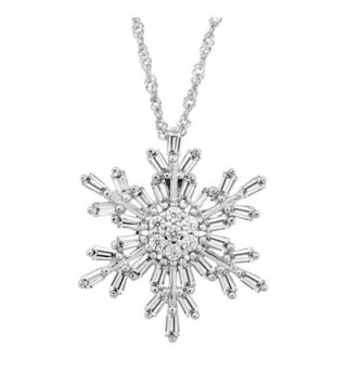 Snowflake Pendant Necklace with White Cubic Zirconia in Sterling Silver - CG182YUS5EY