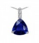 Star K Sterling Silver Large 12mm Trillion Cut Pendant - Created Sapphire - CR119SR42S9