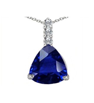 Star K Sterling Silver Large 12mm Trillion Cut Pendant - Created Sapphire - CR119SR42S9