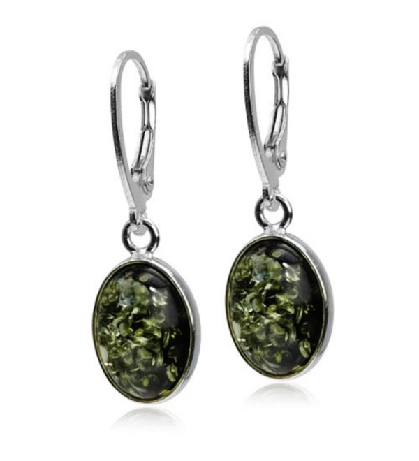 Amber Green Sterling Silver Classic Earrings - C8115DH0N9P