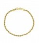 Thin 3mm 14k Gold Plated Braided Rope Link Rounded Chain Bracelet + Microfiber Jewelry Polishing Cloth - CK11UMQBTQX