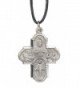 Four Way Medal of St. Christopher- St. Joseph- Jesus and Mary with a Black Leather Cord- 24 - Inch - C7114S5CNJB