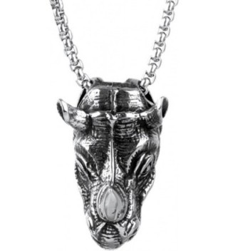 Xusamss Hip Hop Titanium steel Punk Pendant Hollow Rhino Head Chain Necklaces - White - CC12BRN8T8P