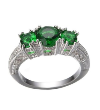 Jewelry Three stone Emerald Wedding Engagement