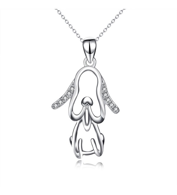 Women's Necklace Jewelry S925 Sterling Silver Lovely Pet Dog Puppy Pendant with Chain Set For Animal Lover - C1183IDDX79