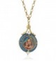 Symbols of Faith "Inspirations" 14k Gold-Dipped Blue Enamel Mary and Child Locket Necklace- 17.5" - CQ126XGZPGP