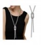 Z-Jeris Women Trendy Crystal Pendant Long Chain Tassel Necklace - Silver - CB18205W5Q3