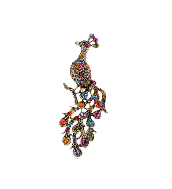 Alilang Rainbow Crystal Rhinestone Perched - Antique Gold Rainbow - C5116E0Y26Z