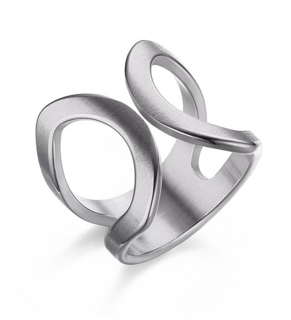 Stainless Steel Cuff Ring for Women Engagement Promise Engagement Marriage - stainless-steel - CM12EL80R7T