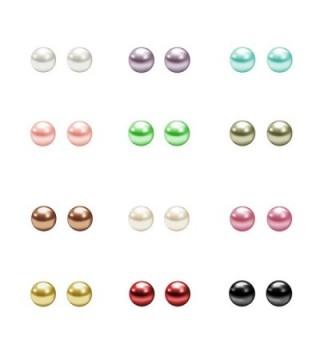 Assorted Wholesale Imitation Stainless Hypoallergenic - 1. 12 Pairs-12 Colors - 4mm Imitation Pearl - CY11GMPOKTB