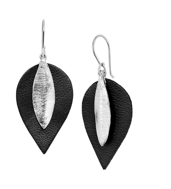 Silpada'sterling Silver and Leather Layered Leaf Drop Earrings - CJ12N9L6H5F