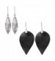 Silpadasterling Silver Leather Layered Earrings in Women's Drop & Dangle Earrings