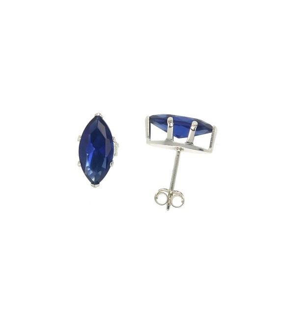 Sterling Silver Cubic Zirconia Marquise Sapphire Earrings Studs Navy color 1.0 carat/pair - CP111CE2Z5D
