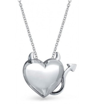 Bling Jewelry Devil Heart Pendant Sterling Silver Necklace 16 Inches - CI11OHS7XAH
