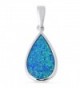 Tear Drop Lab Created Blue Opal .925 Sterling Silver Pendant - C1125R6ZC5B