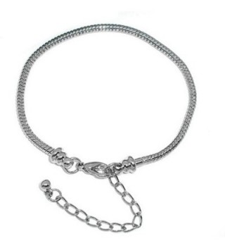 Bracelet Fits 7"- 9 Inch for Pandora Beads Snake Chain Lobster Clasp Adjustable (Screw End) - C21198MVA4H