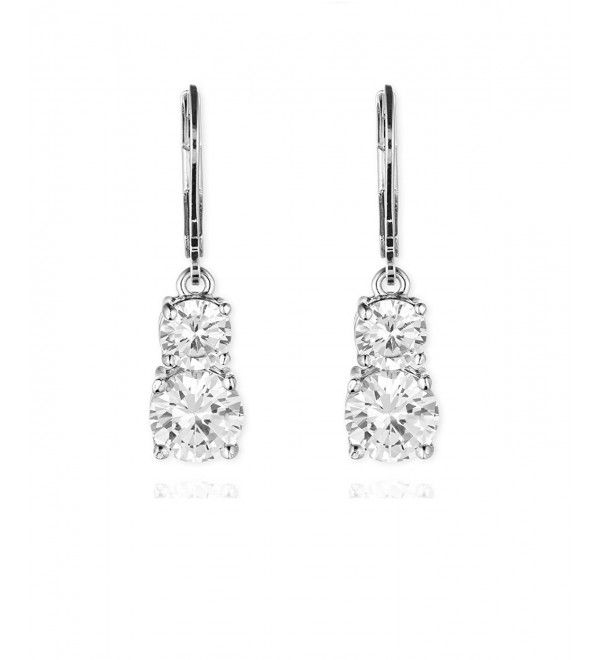 Anne Klein Flawless Crystal Lever-Back Double-Stone Drop Earrings - Silver - C311SW621T9