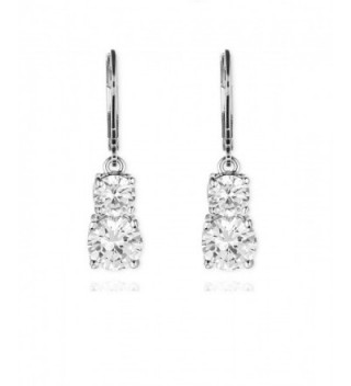 Anne Klein Flawless Crystal Lever-Back Double-Stone Drop Earrings - Silver - C311SW621T9