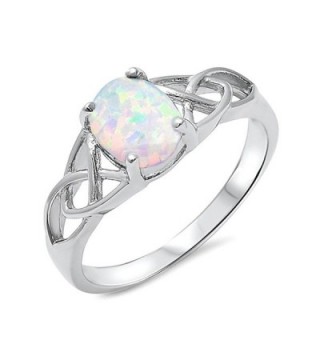 .925 Sterling Silver Lab Created Opal Celtic Design Womens Promise Fashion Ring Band Sizes 5-10 - C51838UWR62