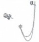 Bling Jewelry 925 Silver Double Chain CZ Linked Modern Ear Cuff Set - C912O3IDY7Z