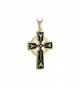 Celtic Cross Necklace 18K Gold Plated Black Irish Made - C9118NB0PS7
