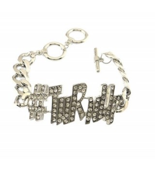 Crystal pave rhinestone embedded word bracelet TuRnUp jewelry - SILVER-PLATED - CW11SLU50C1