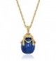 1928 Jewelry 14k Gold-Dipped Semi-Precious Egg Pendant Necklace- 30" - Blue - CA12NZNFODT