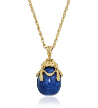 1928 Jewelry 14k Gold-Dipped Semi-Precious Egg Pendant Necklace- 30" - Blue - CA12NZNFODT